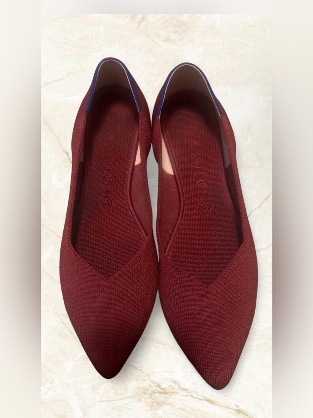 Rothy's Burgundy Knit Pointed Toe Flats Women's 10.5 Slip On Lightweight